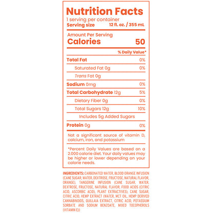 Nutrition facts label for a product with serving size, calories, and ingredient list.